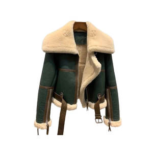 Chaquetas de cuero de borrego para mujer, ropa exterior de cuero cálida para la temporada fría, viajes y uso casual, chaquetas de cuero de borrego. - Product Image 1