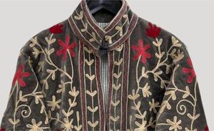Vintage <b>Women's</b> <b>Velvet</b> Suzani Embroidered <b>Jacket</b> With Floral Threadwork Pattern Full Sleeve Stand Collar Boho Soft Winter Coat - Product Image 5