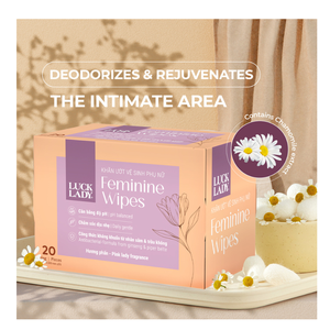 Lingettes intimes féminines Luck Lady, 20 paquets en boîte, emballées individuellement, non tissées, 15x20cm, parfum poudré, biologiques, jetables dans les toilettes - Product Image 2