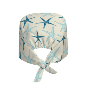 Custom Starfish Print Scrub Cap with Adjustable Tie Back - Cotton Breathable Surgical Hat for Dentists & <b>Nurses</b> - Product Image 2