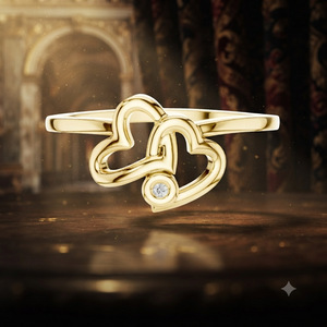 Anillo de Compromiso de Oro Amarillo con Diamantes Redondos para Mujer, Anillo de Diamantes con Corazón de Oro Amarillo Clásico para Mujer, Joyería Fina Minimalista - Product Image 1