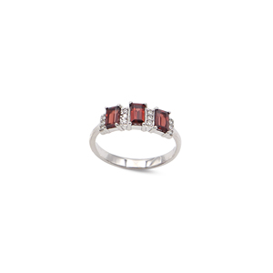 925 Sterling <b>Silver</b> Natural Red <b>Garnet</b> <b>Ring</b> Rhodium Plated OEM ODM Fine Jewelry - Product Image 3