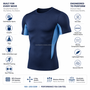 Custom OEM <b>Men</b> Muscle Fit Base Layer <b>Shirt</b> Tight Fit <b>Compression</b> Style Quick Dry Breathable Sportswear - Product Image 5