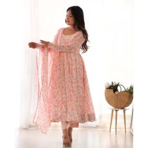 Hermoso Vestido Anarkali Talla XS con Estampado Floral para Fiestas - Product Image 2