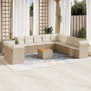 Set Divano da Giardino Beige Marrone Crema Bianco - Product Image 1