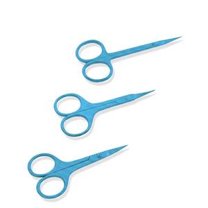Ciseaux à ongles bleus en acier inoxydable avec lames droites et affûtées, manche rond, pour usage manucure adulte - Product Image 4