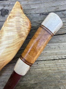 A&M Enterprises Handmade High Quality Fillet <b>Knife</b> Straight Stainless Steel Burl Wood <b>Handle</b> <b>Bone</b> Cap Outdoor Hunting - Product Image 3