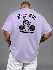 Camiseta de cuello redondo transpirable y cómoda con estampado de letras góticas para entrenamiento muscular de verano para hombre, top deportivo para exteriores - Product Image 2