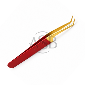 45 Degree Angle <b>Red</b> Gold Lash Tweezer Stainless Steel Fine Tip Dual <b>Tone</b> Professional Beauty Instrument OEM - Product Image 4