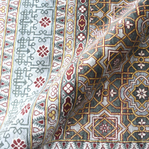 Alfombra de Lana Anudada a Mano, Color Verde Salvia y Rojo, con Motivo Geométrico, Resistente a las Arrugas, de Pelo Corto, para Sala de Estar Moderna - Product Image 5