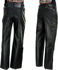 Pantalones de protección para motociclistas Samroz Sports para hombre, de cuero premium negro, con cremallera lateral. - Product Image 4