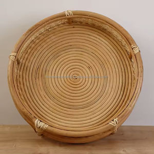 Fabricant de plateau de service en rotin naturel fait à la main Plateau alimentaire décoratif écologique Durable léger du Vietnam - Product Image 3