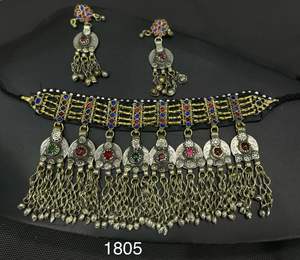 À la mode Dernier Long Collier De Mariée à Vendre Meilleure Vente Fabriqué À La Main Afghan Ensemble De Bijoux En Ligne Pour Les Femmes En Acier Inoxydable Voler - Product Image 3