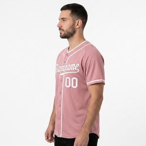 Custom Men's Pink Baseball Jersey <b>Short</b> Sleeve <b>Mesh</b> Breathable Button Front Team Name Print Regular Fit All Seasons Apparel - Product Image 3