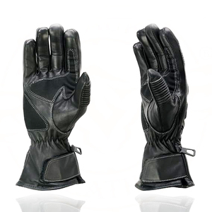 Gants de moto pour homme Samroz Sports en cuir noir avec rembourrage au dos - Product Image 4