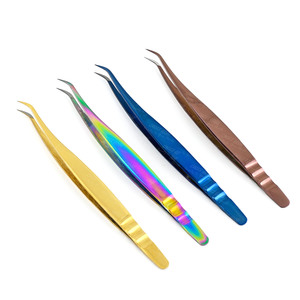 Pince à cils volume avec logo personnalisé pince à cils pointe en fibre pince à cils à 90 degrés pince à épiler d'extension professionnelle en acier inoxydable - Product Image 2