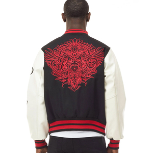 Chaqueta Varsity Personalizada Extra Grande con Diseño de Demonio Bordado para Hombre, Chaqueta Bomber Letterman de Lana y Cuero PU de Alta Calidad, Estilo Urbano - Product Image 4