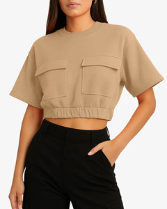 Camiseta Corta para Mujer, Algodón Premium, Estilo Casual Urbano, Top de Moda, Fabricante Mayorista, Camiseta Corta Suave y Transpirable para Verano - Product Image 4