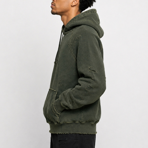 Sweat-shirts et sweats à capuche pour hommes, coupe régulière, en molleton épais, style vintage, effet usé et délavé à l'acide, coupe oversize, prix de gros - Product Image 3