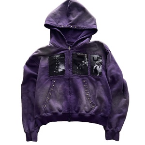 Sudaderas con capucha desgastadas de gran tamaño personalizadas para hombre, ropa informal bordada de estilo callejero para invierno, sudaderas con capucha lisas a granel al por mayor - Product Image 1