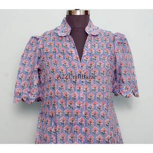 Robe de soirée moderne style décontracté pour mariage, imprimé floral artisanal en coton, coupe kangourou décontractée et élégante pour femme, idéale pour l'été - Product Image 2