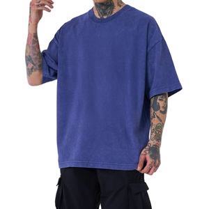 T-shirts en coton tricoté 100 % pour hommes, haute qualité, anti-plis, manches courtes, grandes tailles, coupe oversize, pour l'été, vente en gros - Product Image 5