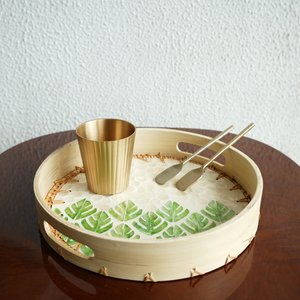 Handmade Mother of Pearl inlay Spun Bamboo Serving <b>Tray</b> Decorative Round Serving <b>Trays</b> for Home Kitchen from Vietnam - Product Image 4