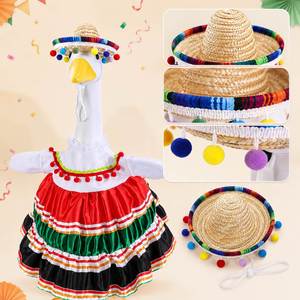 Porch Goose Costume Mexican Fiesta <b>Dress</b> Straw Sombrero Garden Statue Clothes Holiday Party Yard Decor Ornament - Product Image 3
