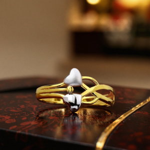 แหวนทองสองสีทันสมัย |   ดีไซน์รูปหัวใจที่มีสไตล์สำหรับผู้หญิงและเด็กผู้หญิง |   เครื่องประดับทองคำสุดฮิต - Product Image 1