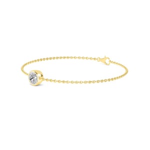 Pulsera de Cadena con Diamante Cultivado en Laboratorio de Corte Redondo con Bisel de Oro Rosa de 9K Premium, 1 CT - Product Image 6