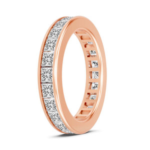 Anillo de Oro Sólido de 14k/18k de Nuevo Diseño al por Mayor, Anillo de Eternidad con Diamantes de Laboratorio Princesa Engastados en Canal, Certificado IGI, Anillo Encantador para Usar - Product Image 5