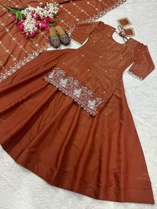 Elegant Traditional Indian Pakistani Shimmer Silk Quick Dry Salwar Kameez Ready-Made <b>Wedding</b> <b>Dress</b> <b>Ladies</b> Stitched Salwar <b>Suit</b> - Product Image 6