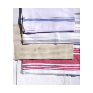 Paños de cocina de algodón orgánico 100% GOTS de lino liso con bordado a cuadros tradicional supersuave personalizado - Product Image 1