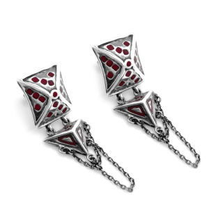 Boucles d'oreilles pendantes géométriques pyramidales Silver Mountain SKU7553 en perles d'eau douce et argent sterling 925 – Cadeau de mariage et de fête - Product Image 2