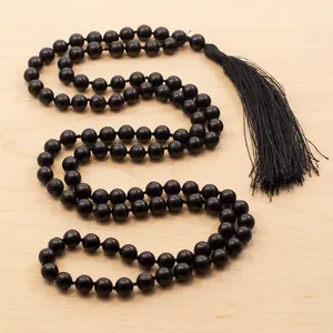 Agate noire européenne de haute qualité, cristal Jap Mala sculpté, pierre de chakra, gemme pour la décoration intérieure, la prière Pooja, style religieux et amoureux - Product Image 2