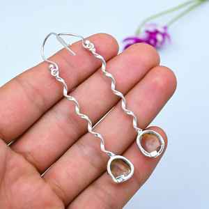 Citrine Rough Gemstone Handmade 925 <b>Sterling</b> <b>Silver</b> <b>Drop</b> Dangle <b>Earrings</b> Natural Jewelry Gift For Love - Product Image 3