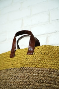 Bolso de mano de algodón para mujer, estilo bohemio, decoración cruzada, patrón a rayas, gran capacidad, bolso de compras para playa de verano, cuero - Product Image 2
