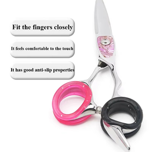 8 paires de ciseaux à anneaux pour les doigts, pour la coiffure et l'entretien des animaux, ensemble d'anneaux en silicone multicolores, prise US - Product Image 3