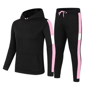 Men's Black Hoodie Tracksuit Set Color Blocking Hooded Sweatshirt and Drawstring <b>Jogger</b> Pants Two Piece <b>Outfit</b> - Product Image 2