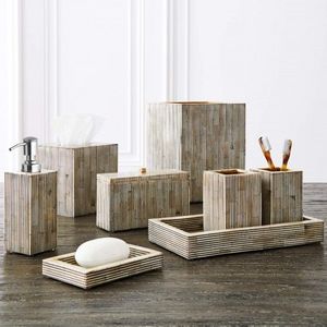 Grey Bone Inlay Bathroom <b>Set</b> on Steel and Wood Moroccan Style Vanity <b>Set</b> Tissue Box Holder <b>Soap</b> Dispenser - Product Image 3