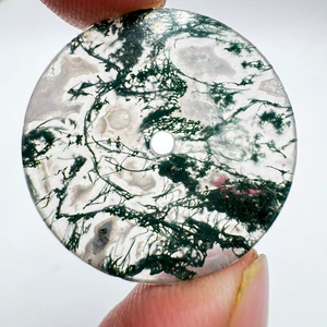 Esfera de Reloj de Ágata Musgosa Natural de 28.50mm Verde/Blanco, 1mm de Grosor, Estilo Clásico, Elegante y de Lujo, para Fabricación de Relojes al por Mayor - Product Image 2