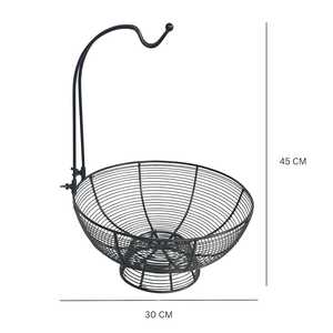 Panier à fruits minimaliste en fil métallique avec poignée pour usage domestique, design durable, bol de service moderne pour fruits et collations - Product Image 4