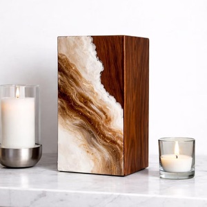 Brown Marble Resin Rosewood Cremation Urn for Human Ashes Handmade Wooden <b>Memorial</b> Urn Brown Marble Resin Wooden Cremation Urn - Product Image 1