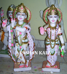 Radha Krishna Murti en marbre blanc poli, 1 pièce - Product Image 6