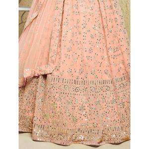 Lehenga Choli para Dama de Honor - Vestido de Georgette Bordado en Rosa Claro - Product Image 2