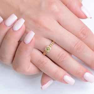 Anillo de Compromiso de Peridoto con Banda Trenzada, Corte Redondo, Gema Verde Delicada, Anillo de Promesa de Peridoto, Plata 925 - Product Image 4