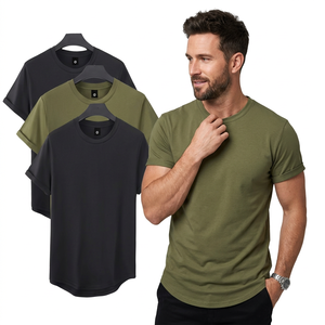 Summer Men's Plus Size 3 Pack Casual Short Sleeve O-Neck Solid Plain Dyed <b>T</b>-<b>Shirts</b> Black <b>Olive</b> <b>Green</b> 100% Cotton Jersey Fabric - Product Image 6
