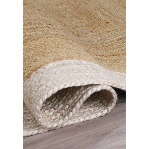 Scandinavian Style Jute Area Rug <b>Rectangle</b> Flat Weave Eco Friendly Living Room Use Thin 0.2-0.4 in Natural Color Border - Product Image 5