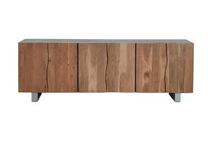 ตู้ข้างไม้สักแท้สไตล์เรโทร ดีไซน์ขอบธรรมชาติ บานประตูขนาดใหญ่ ตู้เก็บของสำหรับห้องนั่งเล่น - Product Image 1