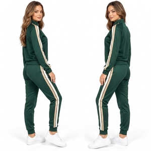 <b>Women</b> Zipper Tracksuit Premium Athletic <b>Jacket</b> Trousers Set Lightweight Polyester Material Breathable Design Comfortable Casual - Product Image 4